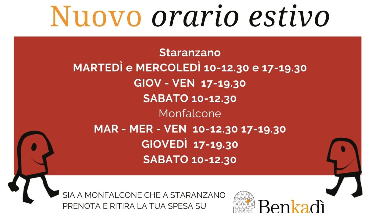 Orari estivi fino al 15 Agosto
