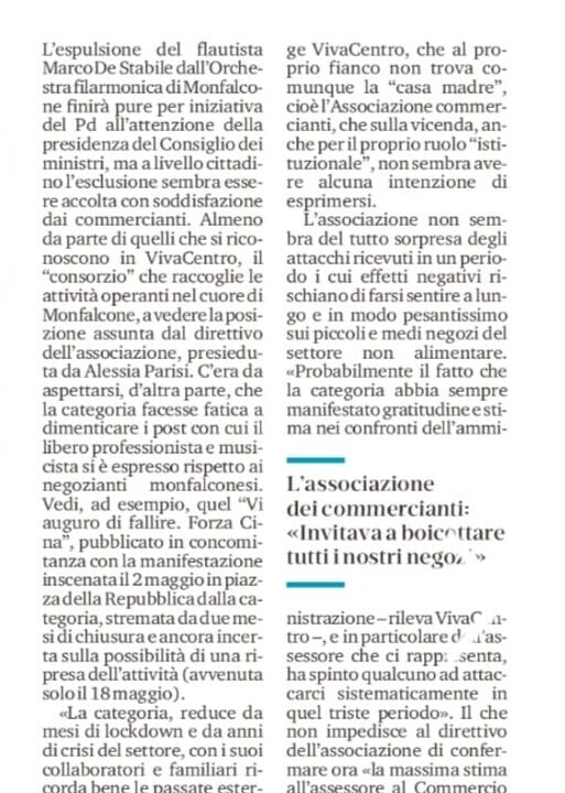 Comunicato al direttivo VivaCentro di Monfalcone