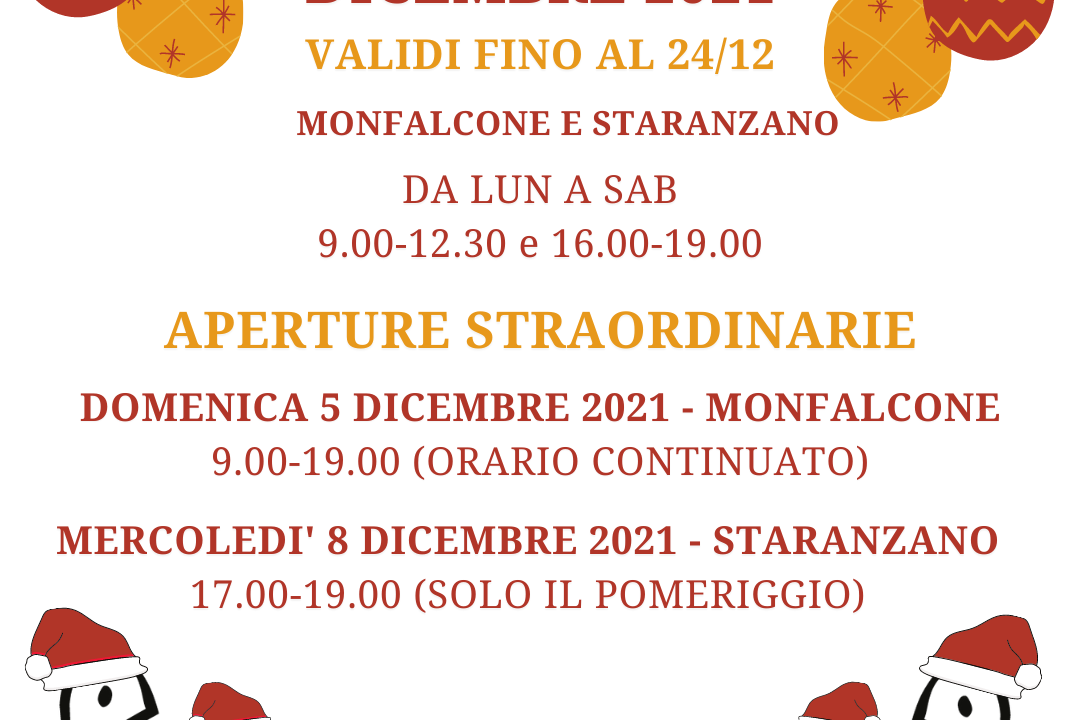 Gli orari natalizi di Benkadì 2021